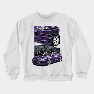 Deep Purple of Nissan Skyline R33 Crewneck Sweatshirt